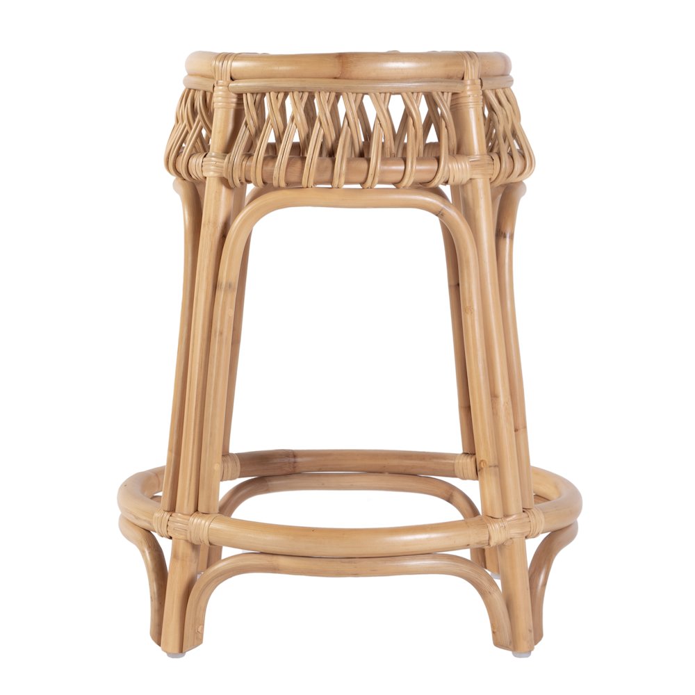 Antigua 24.75" Seat Height Round Rattan Counter Stool, Natural