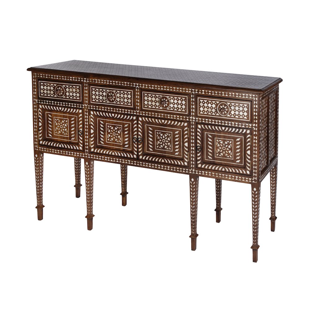 Manali 60 in. W Mother of Pearl and Wood Console Table, Brown