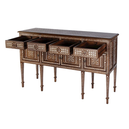 Manali 60 in. W Mother of Pearl and Wood Console Table, Brown