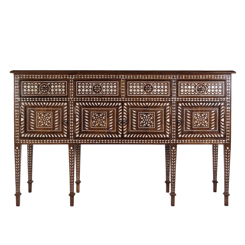 Manali 60 in. W Mother of Pearl and Wood Console Table, Brown