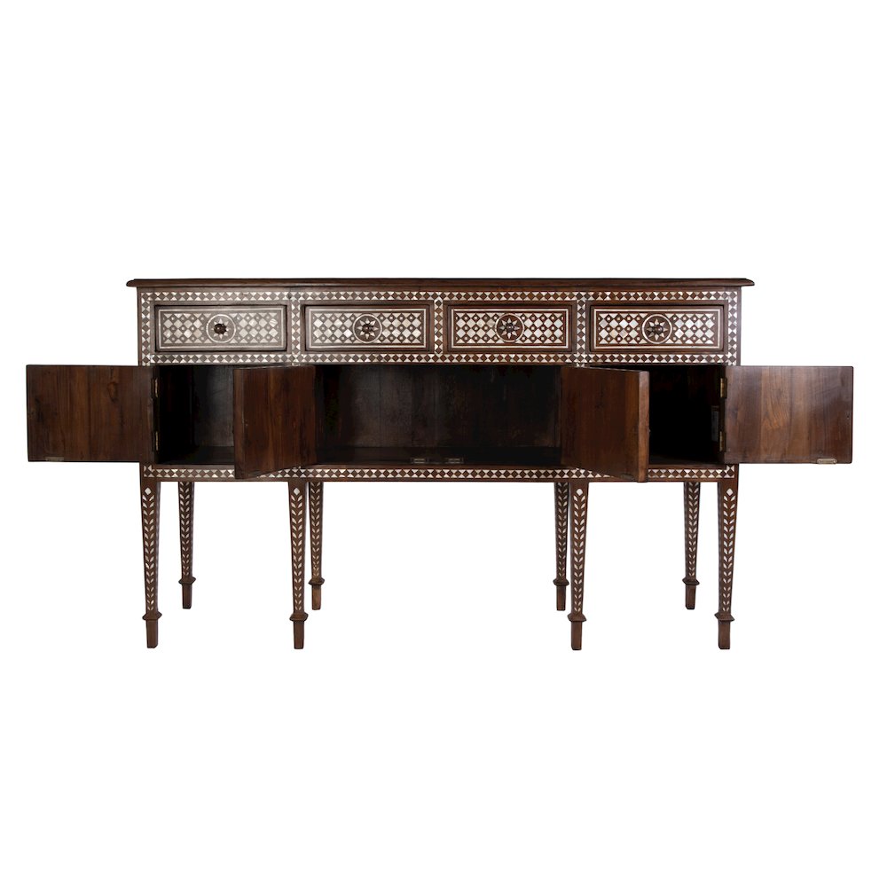 Manali 60 in. W Mother of Pearl and Wood Console Table, Brown