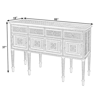 Manali 60 in. W Mother of Pearl and Wood Console Table, Brown