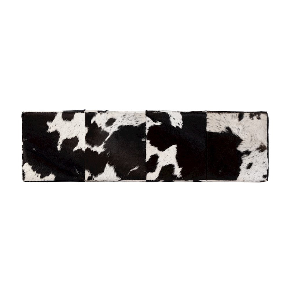 Stinson 54 in. W Hair on Hide and Iron Accent Bench, Black and White