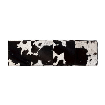 Stinson 54 in. W Hair on Hide and Iron Accent Bench, Black and White