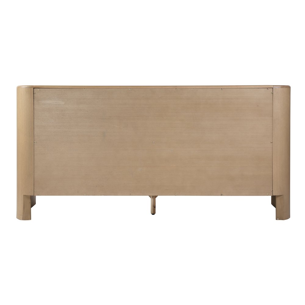 Colin 66 in. W Wood 6 Drawer Round Back Dresser, Light Brown