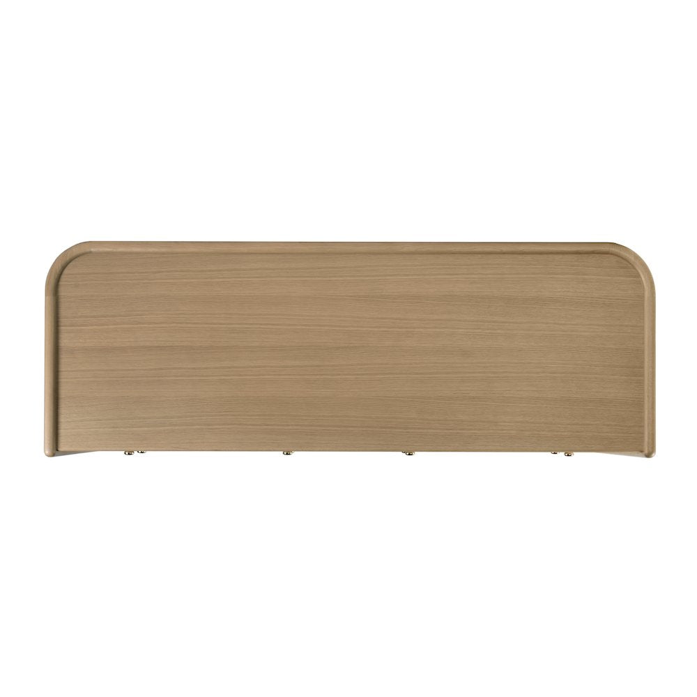 Colin 66 in. W Wood 6 Drawer Round Back Dresser, Light Brown
