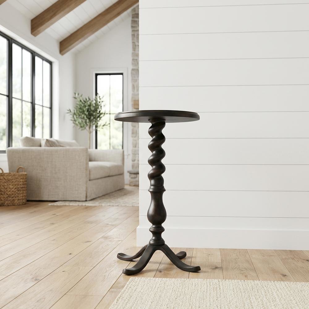 Twisted Rope Round Side Table, Transitional Accent End Table for Living Room