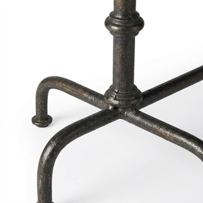 Oval Industrial Coffee Table, Distressed Metal Cocktail Table for Living Room
