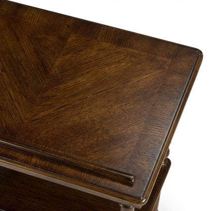 Traditional Library Stand with Storage, Wood Writing Desk, Vintage Oak