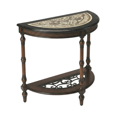 Demilune Console Table with Distressed Finish, Traditional Entryway Accent