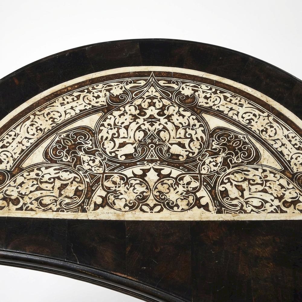 Demilune Console Table with Distressed Finish, Traditional Entryway Accent