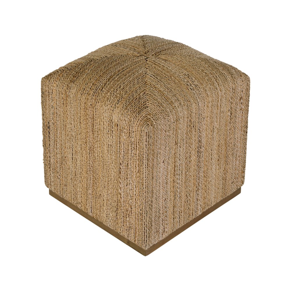 Como 17 in. W Square Banana Leaf Accent Stool, Natural