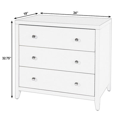 Dana 34 in. W Rectangular Wood 3 Drawer Chest, White