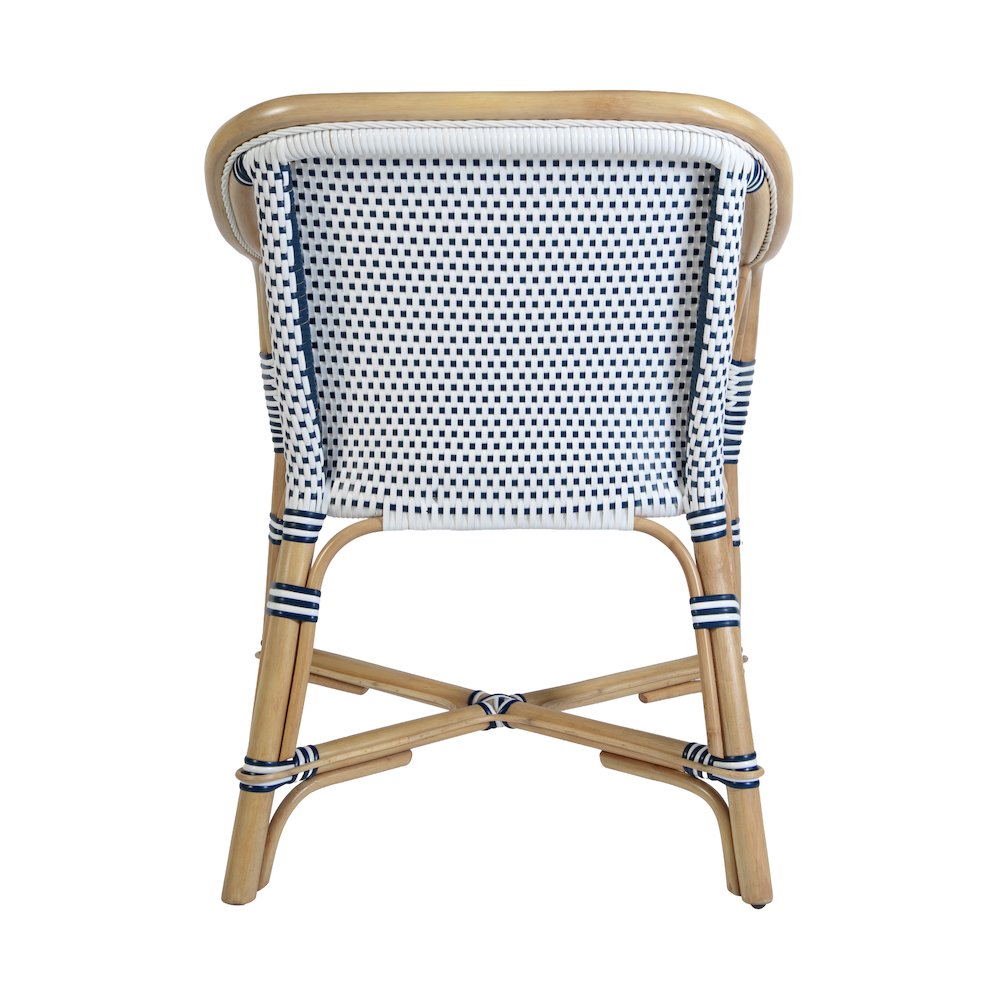 Portofino 18.75 in. Seat Height Rattan Arm Chair, White and Navy