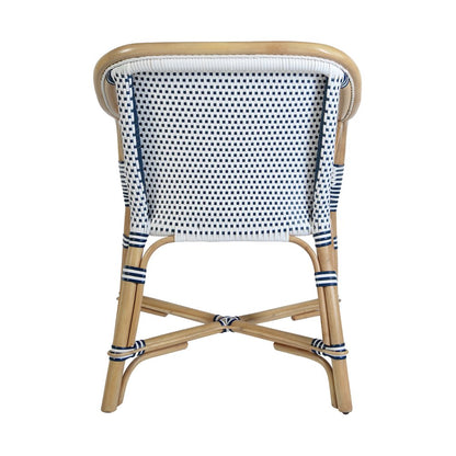 Portofino 18.75 in. Seat Height Rattan Arm Chair, White and Navy