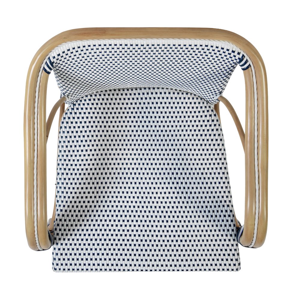 Portofino 18.75 in. Seat Height Rattan Arm Chair, White and Navy