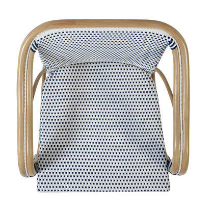 Portofino 18.75 in. Seat Height Rattan Arm Chair, White and Navy