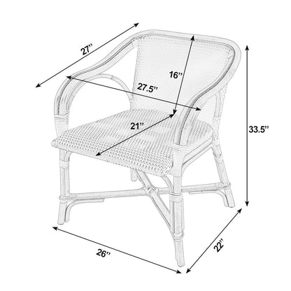 Portofino 18.75 in. Seat Height Rattan Arm Chair, White and Navy