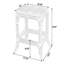 Laguna 24.5 in. Seat Height Rattan Counter Stool, White and Gray