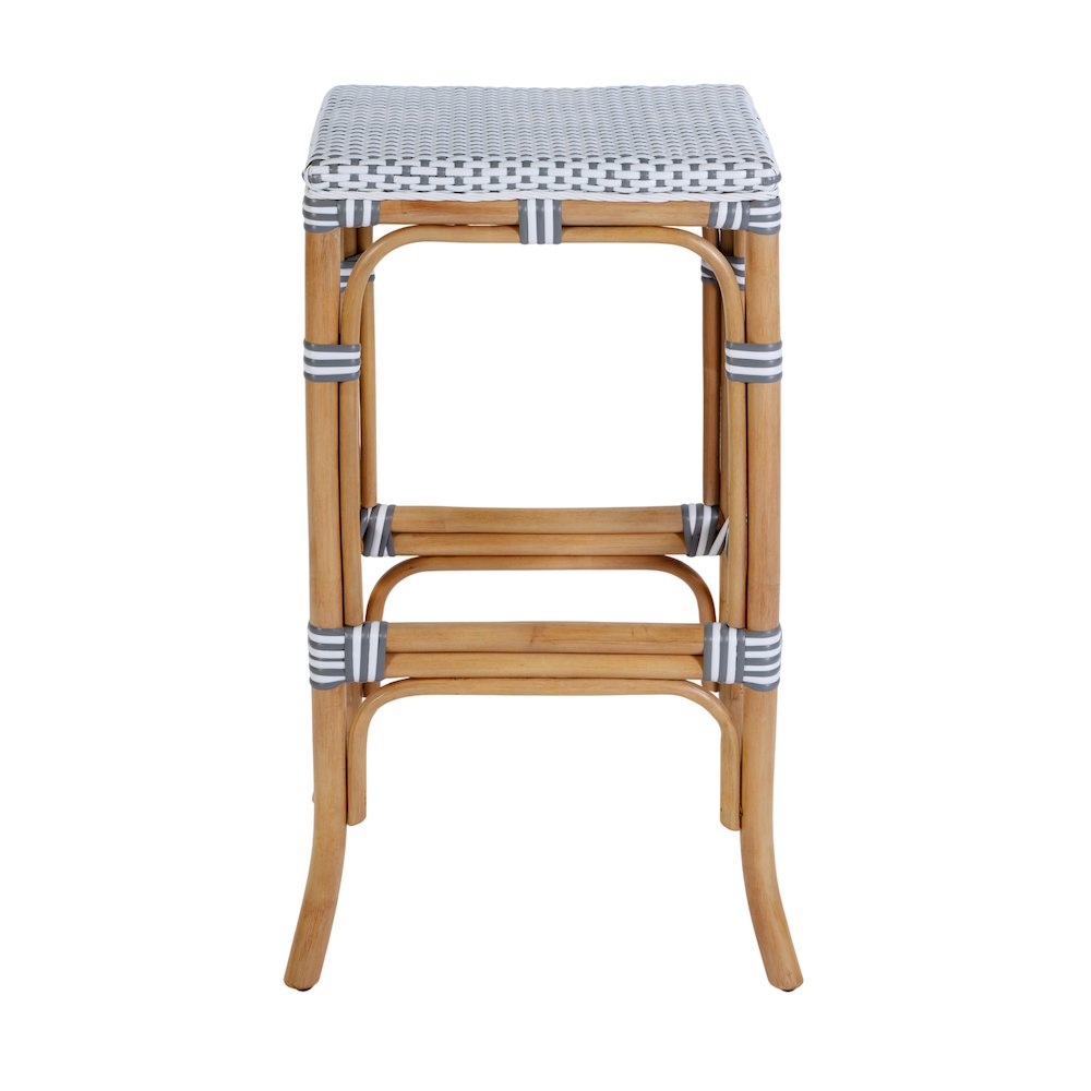 Laguna 30.5 in. Seat Height Rectangular Rattan Backless Bar Stool White and Gray