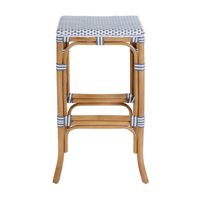 Laguna 30.5 in. Seat Height Rectangular Rattan Backless Bar Stool White and Gray