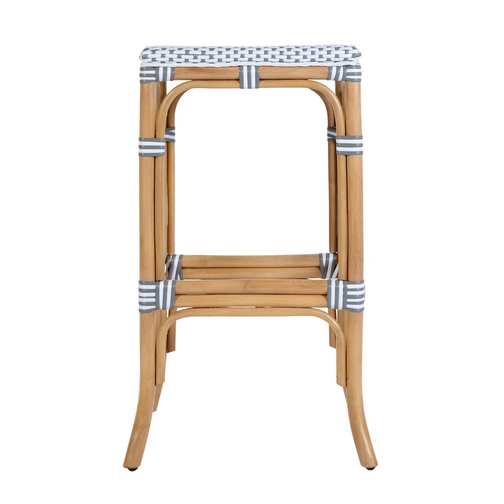 Laguna 30.5 in. Seat Height Rectangular Rattan Backless Bar Stool White and Gray
