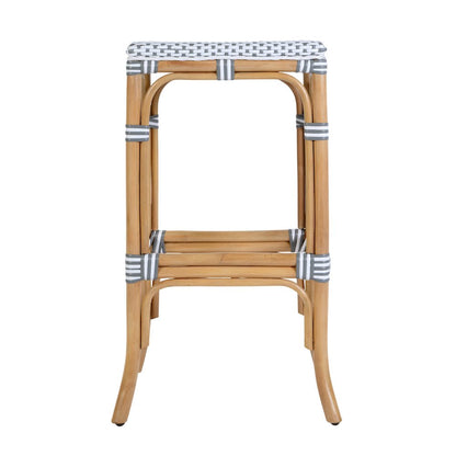Laguna 30.5 in. Seat Height Rectangular Rattan Backless Bar Stool White and Gray