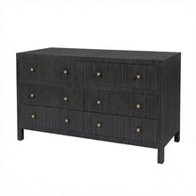 Nora 60 in. W Raffia 6 Drawer Dresser, Gray