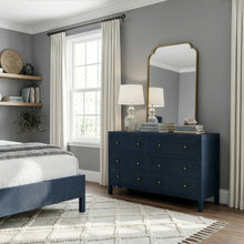 Nora 60 in. W Raffia 6 Drawer Dresser, Blue