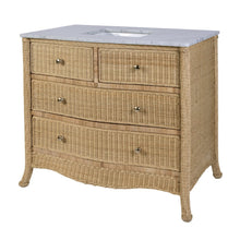 McLean 42 in. W Marble Top and Rattan 2 Drawer Single Bathroom Vanity, Natural