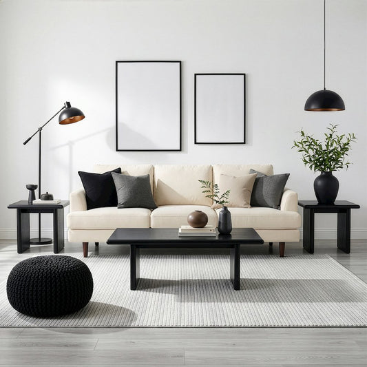 Halmstad 42 in. W Rectangular Wood Coffee Table, Black
