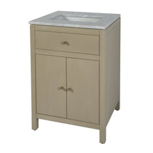 Nora 24 in. W Rectangular Wood & Marble Bathroom Vanity with Storage, Taupe