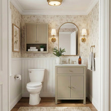 Nora 24 in. W Rectangular Wood & Marble Bathroom Vanity with Storage, Taupe
