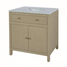 Nora 32 in. W Rectangular Wood & Marble Bathroom Vanity with Storage, Taupe