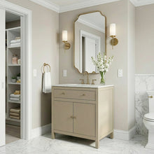 Nora 32 in. W Rectangular Wood & Marble Bathroom Vanity with Storage, Taupe