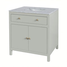 Nora 32 in. W Rectangular Wood & Marble Bathroom Vanity with Storage, Sage Green