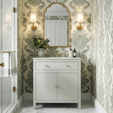 Nora 32 in. W Rectangular Wood & Marble Bathroom Vanity with Storage, Sage Green