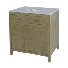 Nora 32 in. W Rectangular Wood & Marble Bathroom Vanity with Storage, Brown