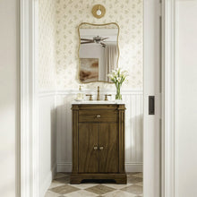 Rachelle 24 in. W Rectangular Wood & Marble Bathroom Vanity with Storage, Brown