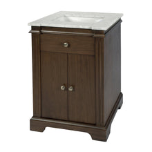 Rachelle 24 in. W Rectangular Wood & Marble Bathroom Vanity with Storage, Walnut