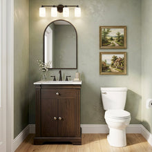 Rachelle 24 in. W Rectangular Wood & Marble Bathroom Vanity with Storage, Walnut
