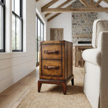 Traditional Chairside Table with 2 Drawers, Side End Table for Living Room