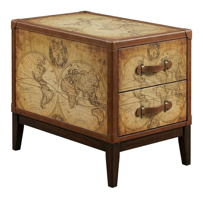 Traditional Chairside Table with 2 Drawers, Side End Table for Living Room