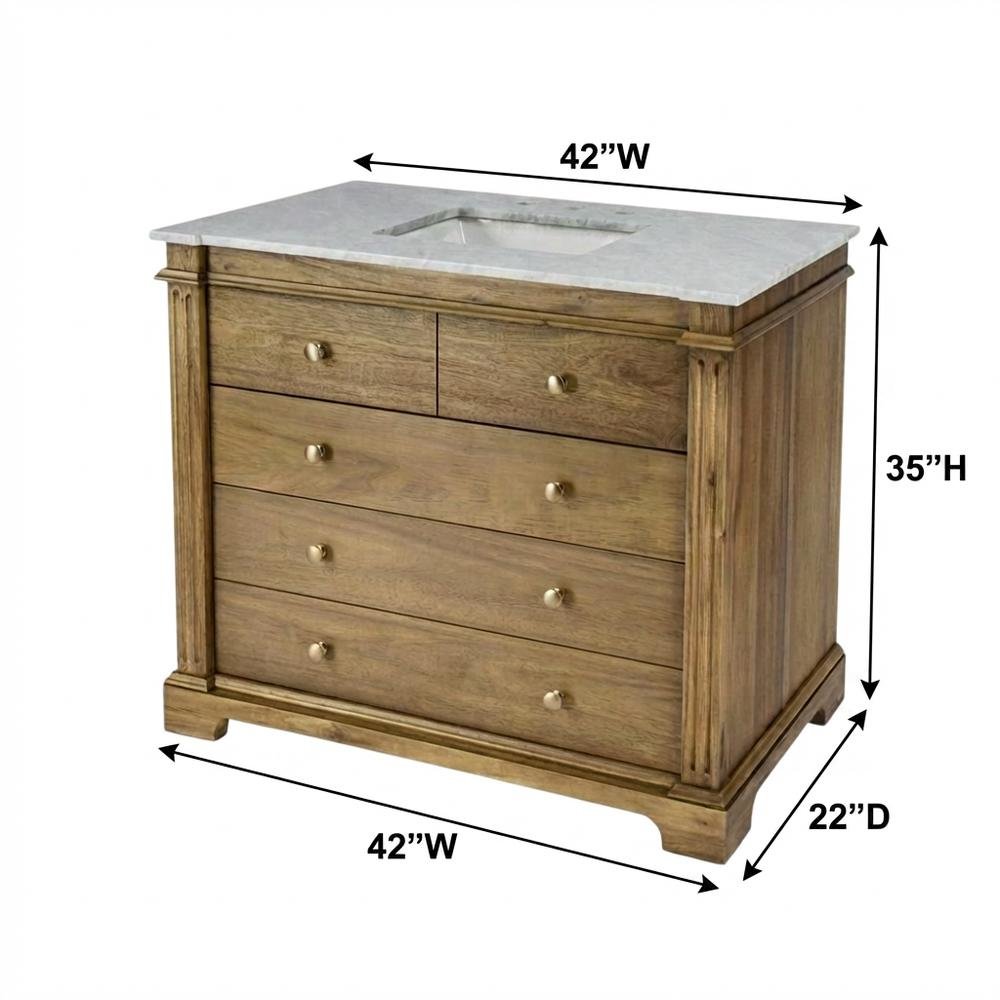 42 Inch Bathroom Vanity with Top – Light Brown Vanity Cabinet Design