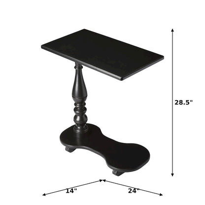 Birch Veneer Tray Table with Distressed Pedestal and Casters for Living Room