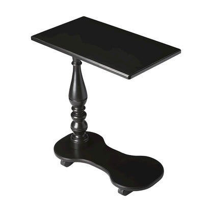 Birch Veneer Tray Table with Distressed Pedestal and Casters for Living Room