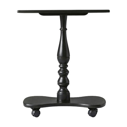 Birch Veneer Tray Table with Distressed Pedestal and Casters for Living Room