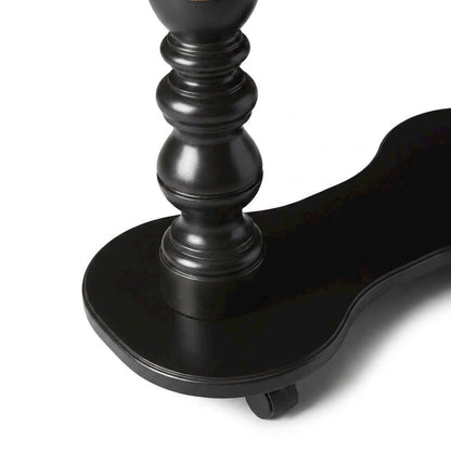 Birch Veneer Tray Table with Distressed Pedestal and Casters for Living Room