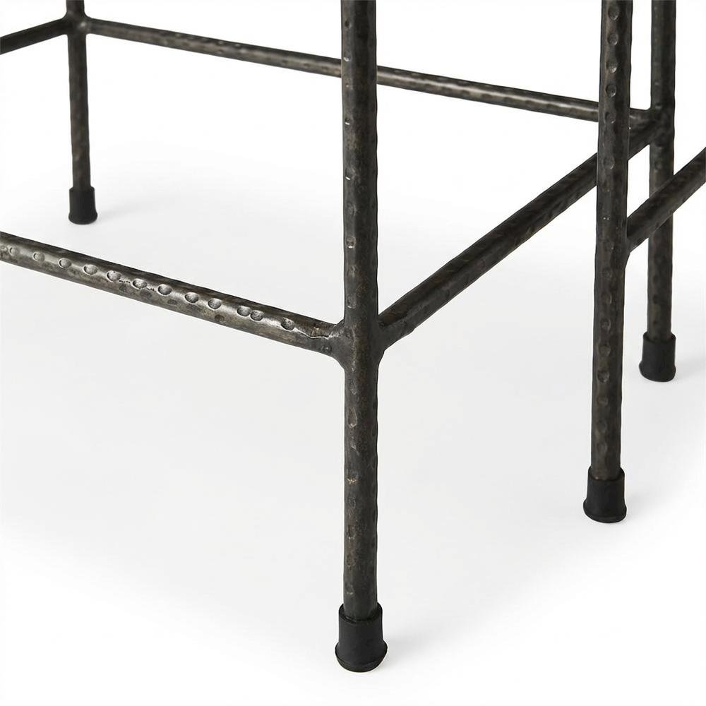 Marble Top Nesting Tables Set of 2, Transitional Side Tables, Black