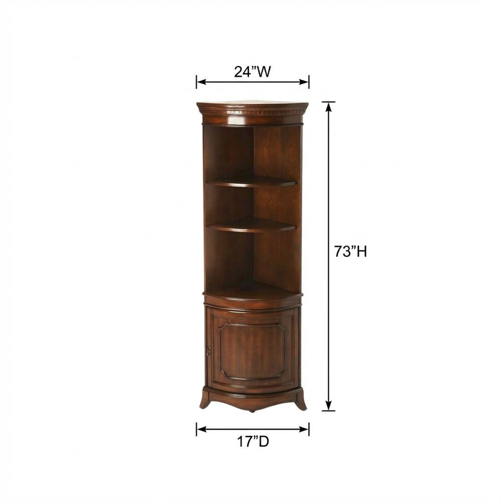 Quarter Round Corner Cabinet with Adjustable Shelf, Storage Cabinet, Cherry